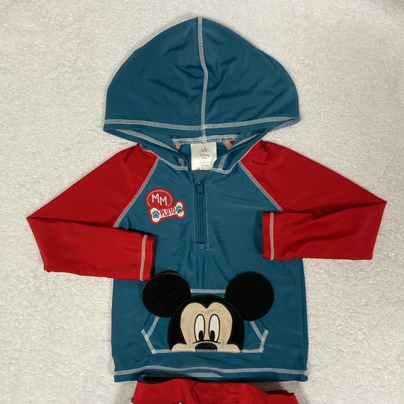Disney Baby Mickey Mouse Rash Guard and swim trunks bathing suit 18/24m - Picture 2 of 10